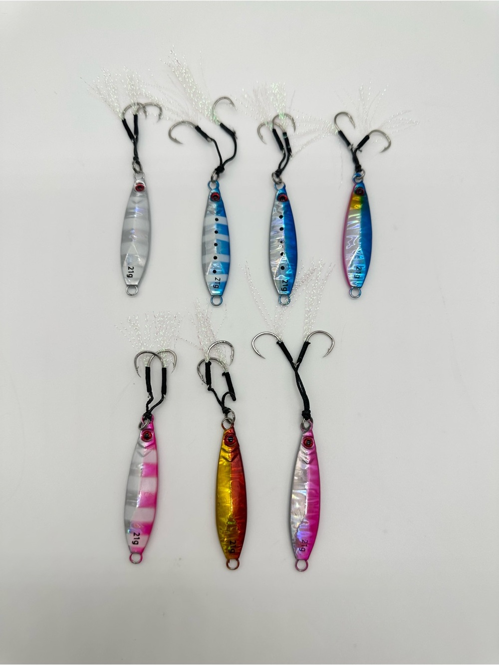 New 7pc Premium Metal Micro Jig Fishing Lure Set 21g – Multi-Color Vertical Jigs